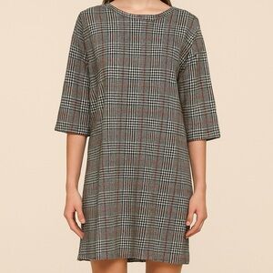 Zara Trafaluc Houndstooth Shoulder Stripe Shift Dress Medium
